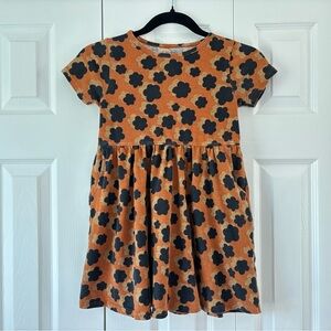 Pact Orange Dress with Black Floral Pattern